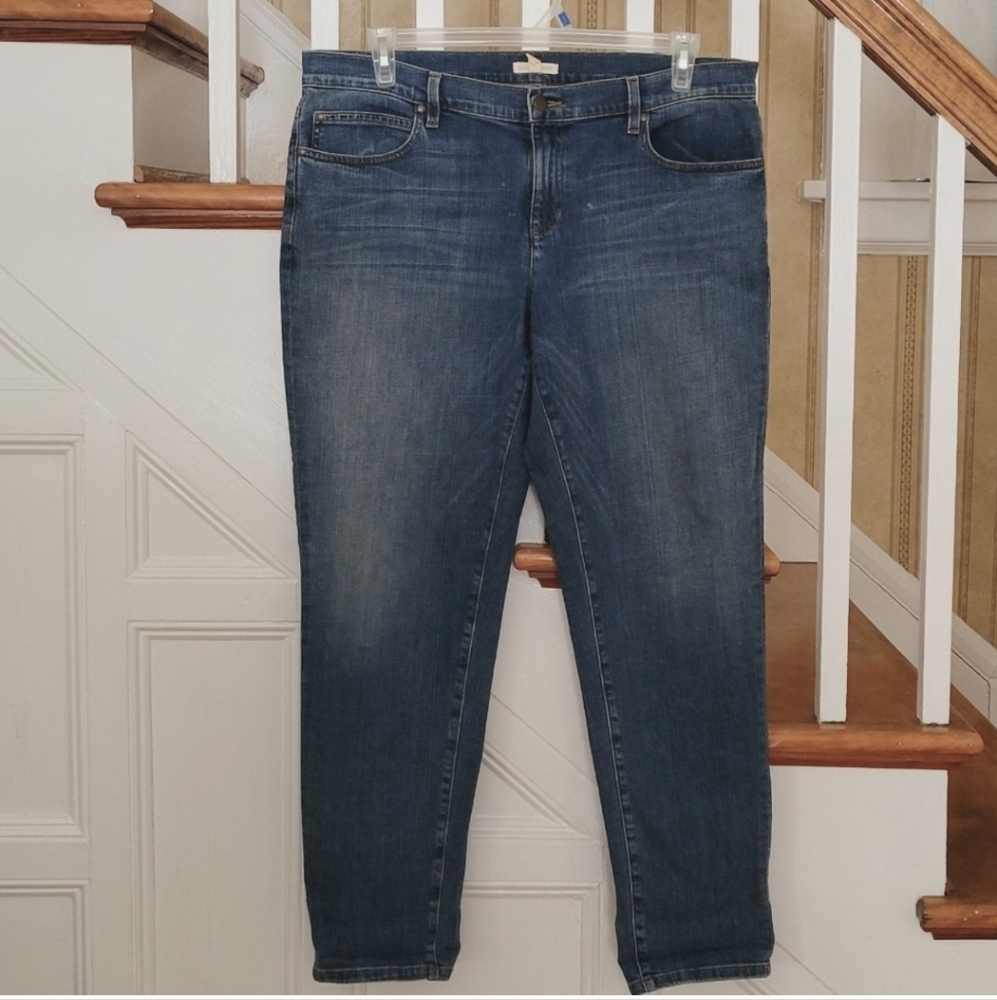 EILEEN FISHER Slim Ankle Organic Cotton Stretch Blue Denim Jeans Size 14
